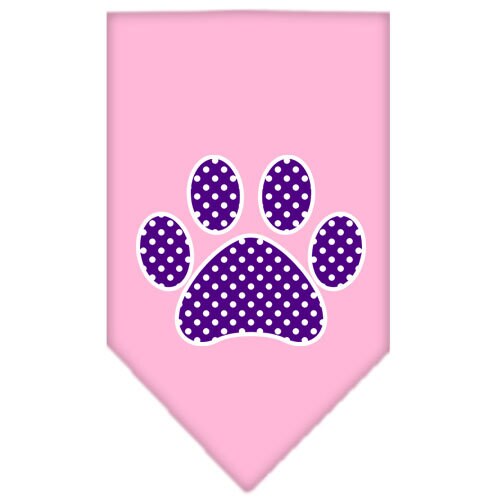 Bandana para mascotas y perros serigrafiada con el logo "Purple Swiss Dot Paw"