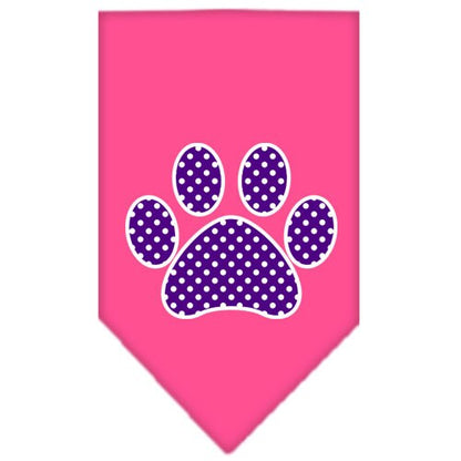 Bandana para mascotas y perros serigrafiada con el logo "Purple Swiss Dot Paw"