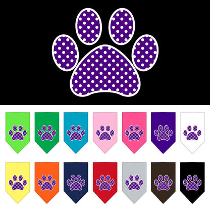 Pet and Dog Bandana Screen Printed, "Purple Swiss Dot Paw"