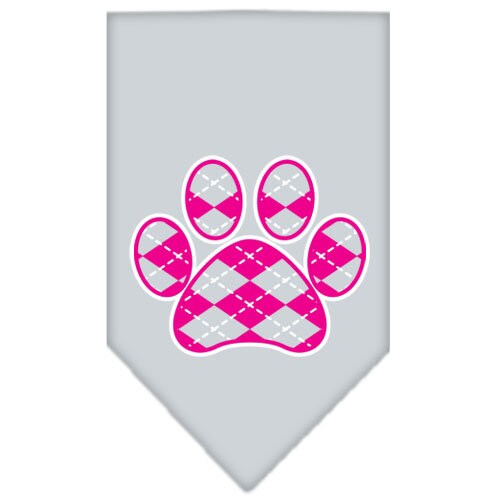 Bandana para mascotas y perros serigrafiada, "Pink Argyle Paw"