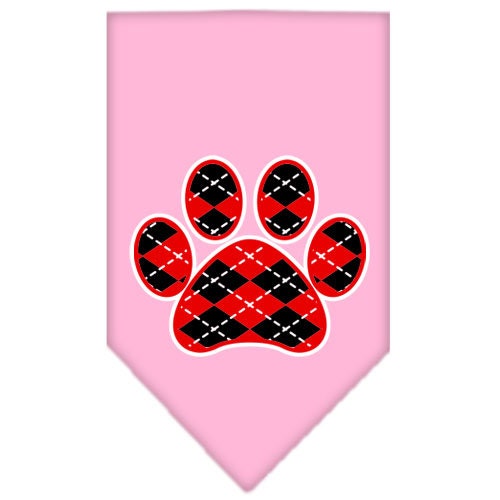 Pet and Dog Bandana Screen Printed, "Red Argyle Paw"