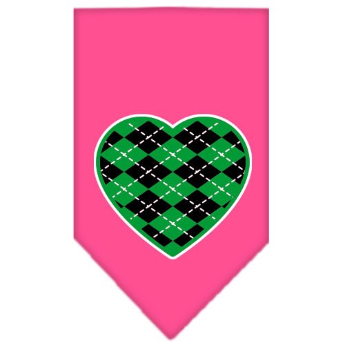 Pet and Dog Bandana Screen Printed, "Green Argyle Heart"