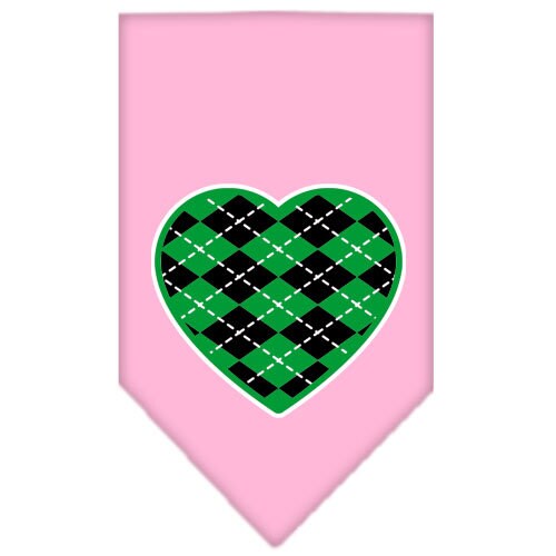 Pet and Dog Bandana Screen Printed, "Green Argyle Heart"