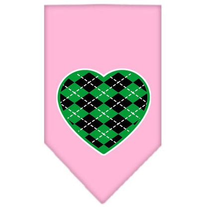 Bandana para mascotas y perros serigrafiada con el texto "Corazón de rombos verdes"