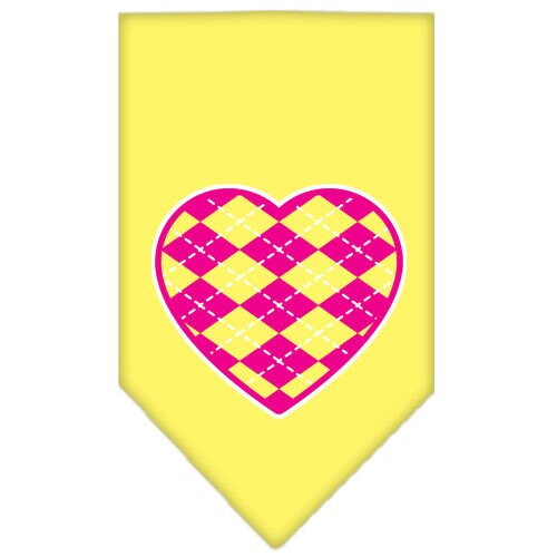 Pet and Dog Bandana Screen Printed, "Pink Argyle Heart"