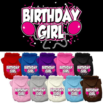 Sudadera con capucha para mascotas, perros y gatos serigrafiada con la frase "Birday Girl"