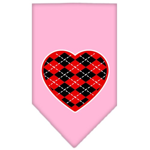 Pet and Dog Bandana Screen Printed, "Red Argyle Heart"