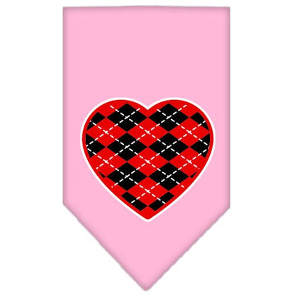 Pet and Dog Bandana Screen Printed, "Red Argyle Heart"