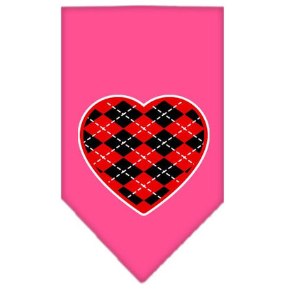 Pet and Dog Bandana Screen Printed, "Red Argyle Heart"