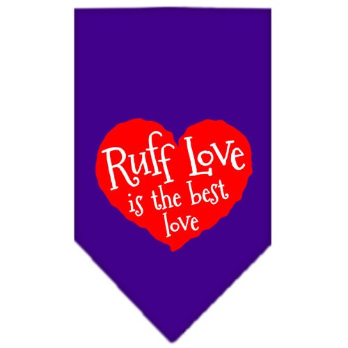 Bandana para mascotas y perros serigrafiada con la frase "Ruff Love"