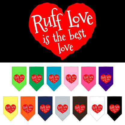 Bandana para mascotas y perros serigrafiada con la frase "Ruff Love"