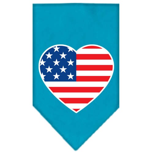 Pet and Dog Bandana Screen Printed, "American Flag Heart"