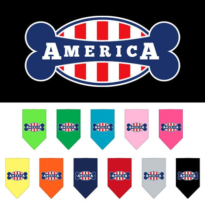 Bandana para mascotas y perros serigrafiada con la frase "Bonely In America"