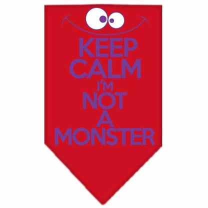 Bandana para mascotas y perros serigrafiada con la frase "Keep Calm, I'm Not A Monster" (Mantén la calma, no soy un monstruo)