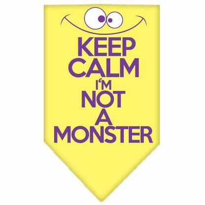 Bandana para mascotas y perros serigrafiada con la frase "Keep Calm, I'm Not A Monster" (Mantén la calma, no soy un monstruo)