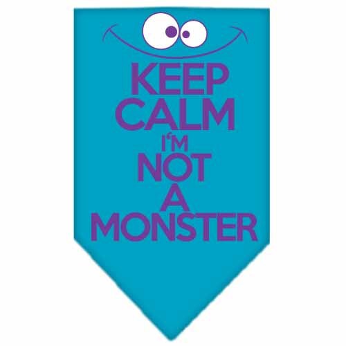 Bandana para mascotas y perros serigrafiada con la frase "Keep Calm, I'm Not A Monster" (Mantén la calma, no soy un monstruo)