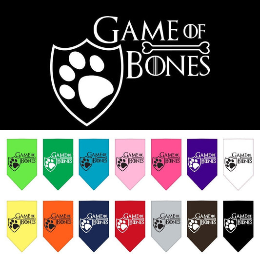 Bandana para mascotas y perros serigrafiada con la frase "Game of Bones"