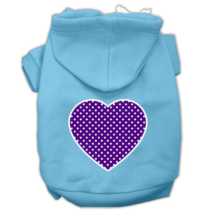 Pet Dog & Cat Hoodie Screen Printed, "Purple Swiss Dots Heart"