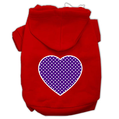 Pet Dog & Cat Hoodie Screen Printed, "Purple Swiss Dots Heart"