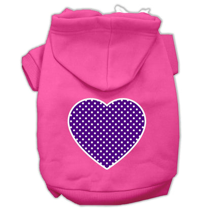 Pet Dog & Cat Hoodie Screen Printed, "Purple Swiss Dots Heart"