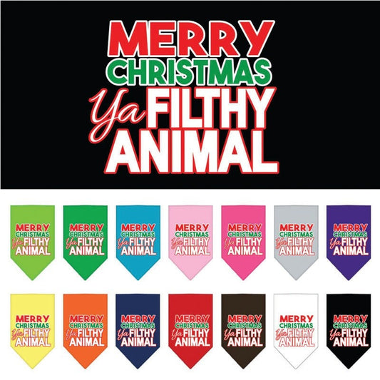 Bandana navideña para mascotas y perros con serigrafía "Feliz Navidad, animal sucio"