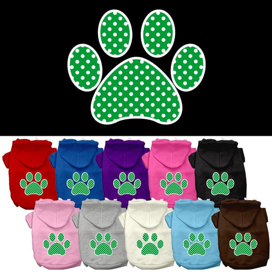 Pet Hoodie "Green Swiss Dots Paw"