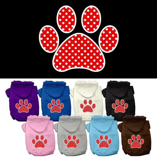 Pet Hoodie "Red Swiss Dots Paw"