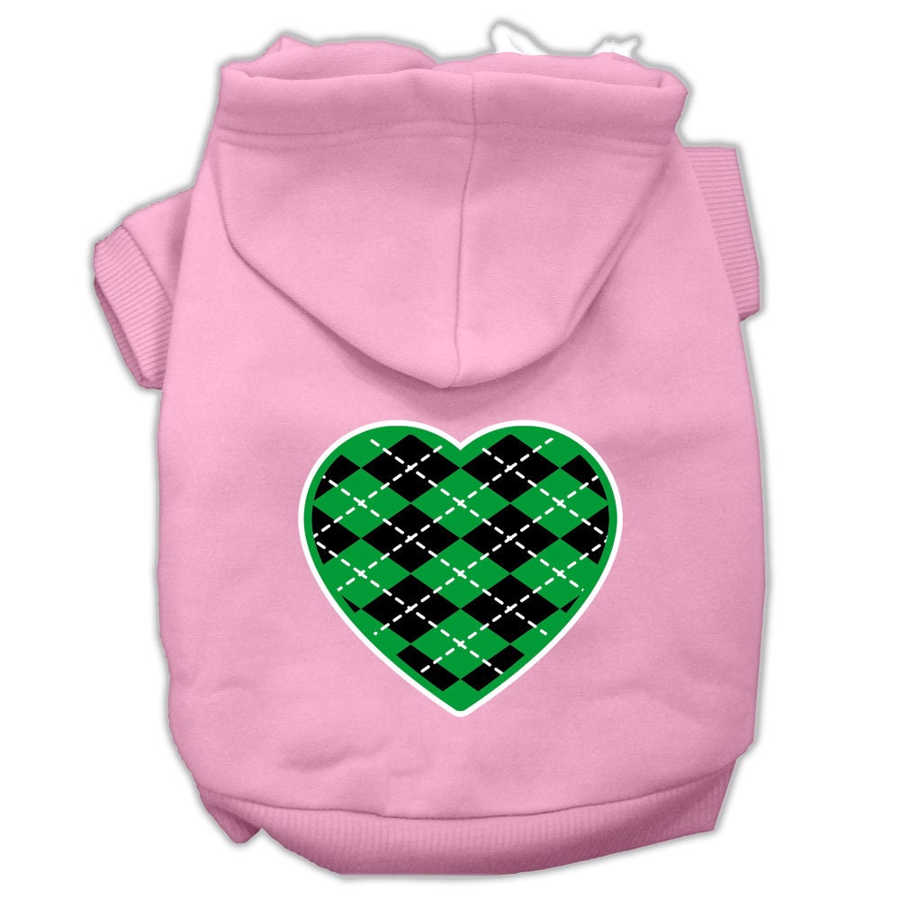 Sudadera con capucha para perros y gatos con estampado serigrafiado "Corazón de rombos verdes"