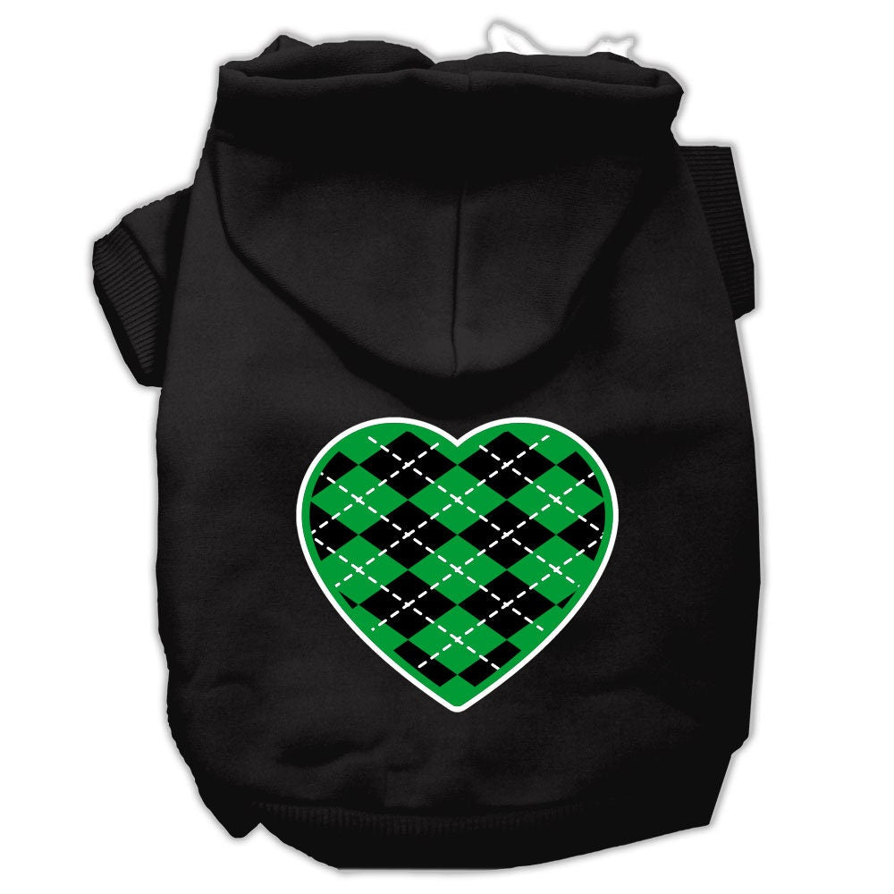 Sudadera con capucha para perros y gatos con estampado serigrafiado "Corazón de rombos verdes"