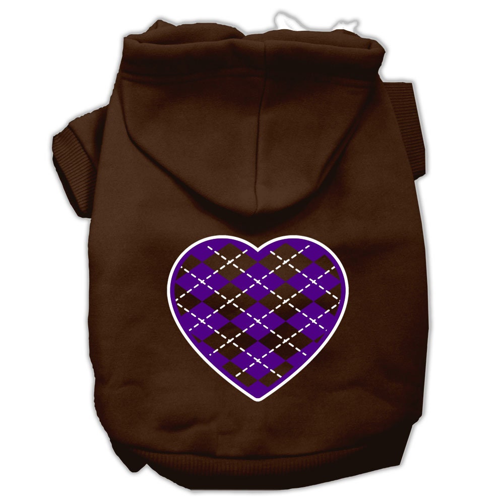 Pet Hoodie "Purple Argyle Heart"