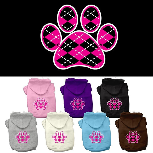 Pet Hoodie "Pink Argyle Paw"