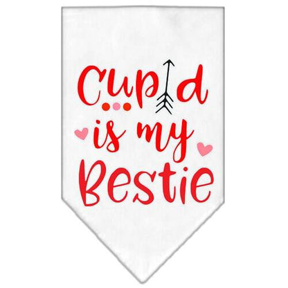 Bandana para mascotas y perros serigrafiada con la frase "Cupido es mi mejor amigo"