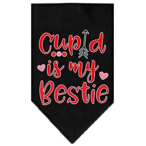 Bandana para mascotas y perros serigrafiada con la frase "Cupido es mi mejor amigo"