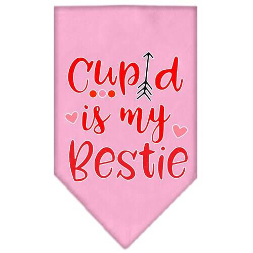 Bandana para mascotas y perros serigrafiada con la frase "Cupido es mi mejor amigo"