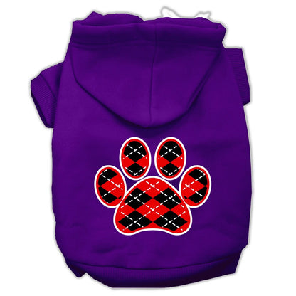 Pet Hoodie "Red Argyle Paw"