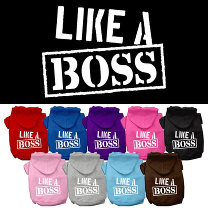 Sudadera con capucha para mascotas, perros y gatos serigrafiada con la frase "Like A Boss"