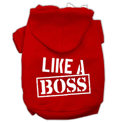 Sudadera con capucha para mascotas, perros y gatos serigrafiada con la frase "Like A Boss"