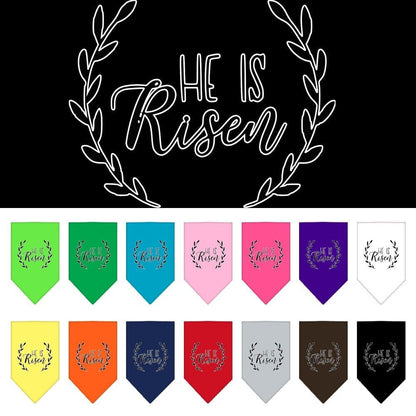 Bandana para mascotas y perros serigrafiada con la frase "He Is Risen"