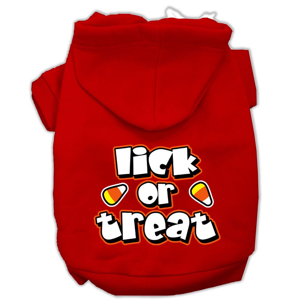 Sudadera con capucha para Halloween para mascotas, perros y gatos serigrafiada con la frase "Lick or Treat"