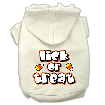 Sudadera con capucha para Halloween para mascotas, perros y gatos serigrafiada con la frase "Lick or Treat"