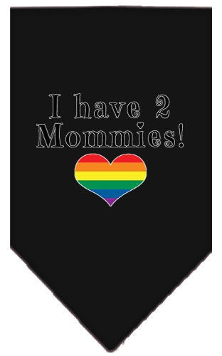 Pet and Dog Bandana Screen Printed, "I Have 2 Mommies"