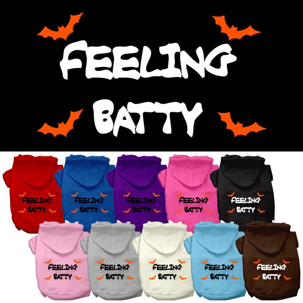 Halloween Pet, Dog & Cat Hoodie Screen Printed, "Feeling Batty"