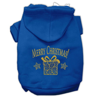 Sudadera con capucha navideña para perros y gatos con serigrafía "Regalo navideño dorado"