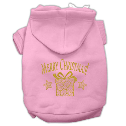 Sudadera con capucha navideña para perros y gatos con serigrafía "Regalo navideño dorado"