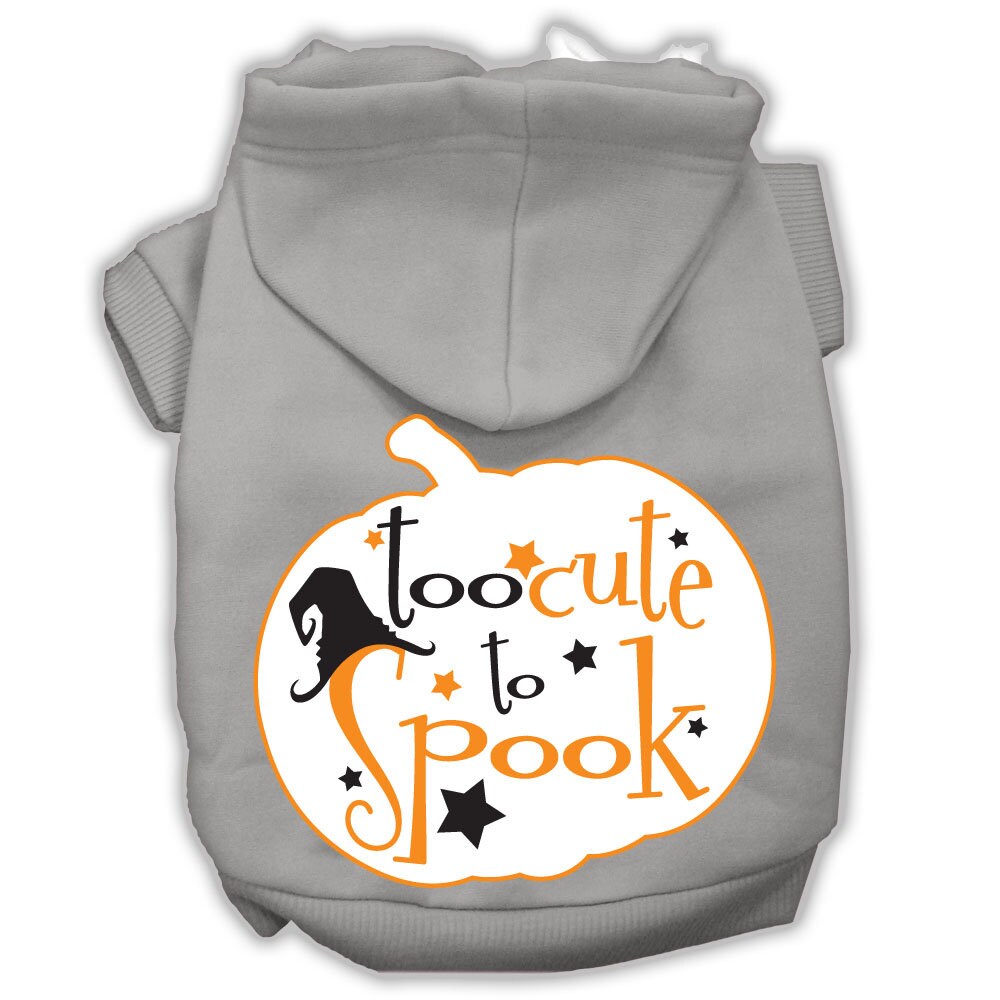 Sudadera con capucha para perro y gato de Halloween serigrafiada con la frase "Too Cute To Spook"