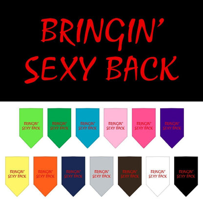 Bandana para mascotas y perros serigrafiada con la frase "Bringin Sexy Back"