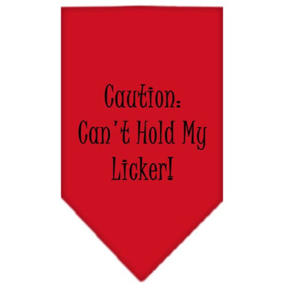 Pet and Dog Bandana Screen Printed, "Caution: Can't Hold My Licker"