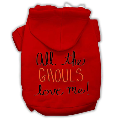 Sudadera con capucha para Halloween para mascotas, perros y gatos con serigrafía "All The Ghouls Love Me"