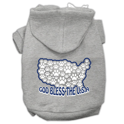 Sudadera con capucha para mascotas, perros y gatos serigrafiada con la frase "God Bless The USA"