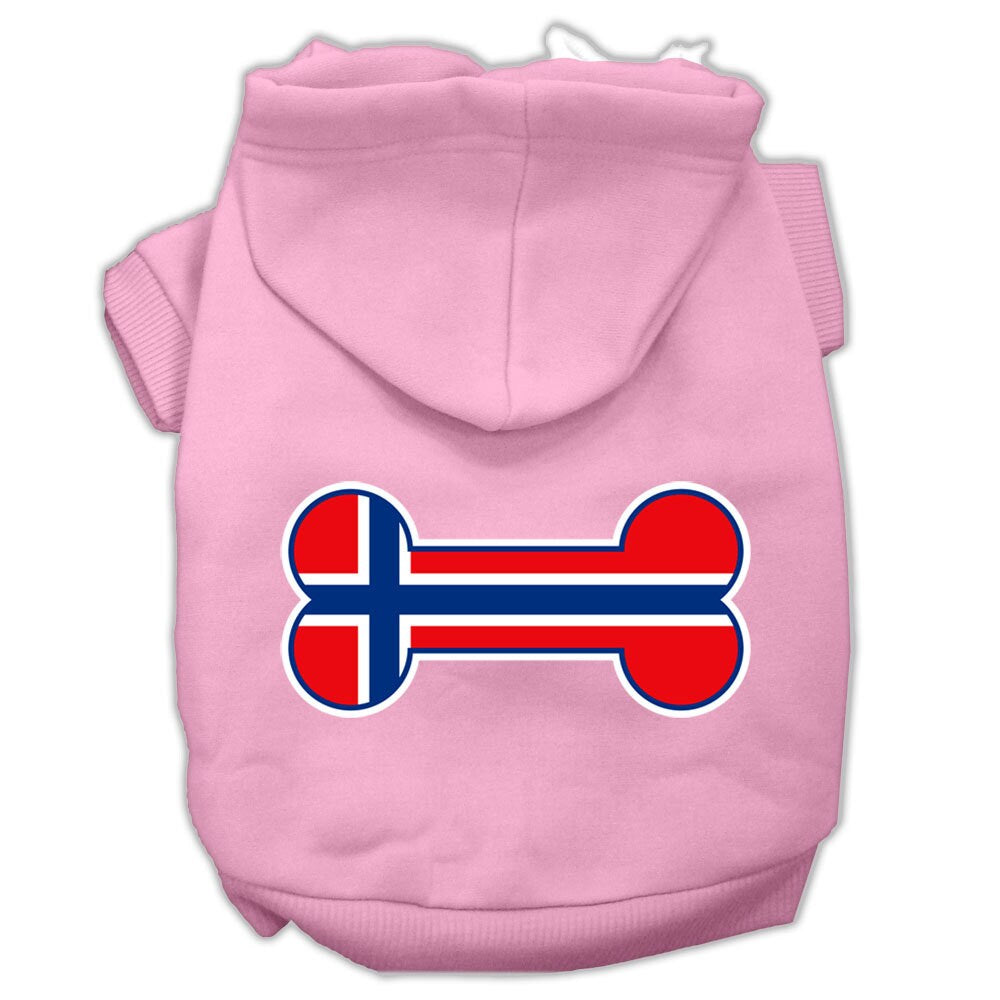 Sudadera con capucha para mascotas, perros y gatos serigrafiada con la bandera de Noruega en forma de hueso